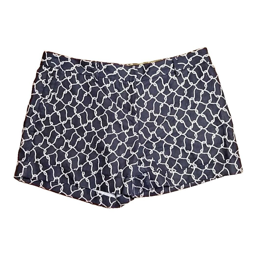 J Crew City Fit Shorts Style 84720 Size 10 Black White Pattern 100% Linen    T33